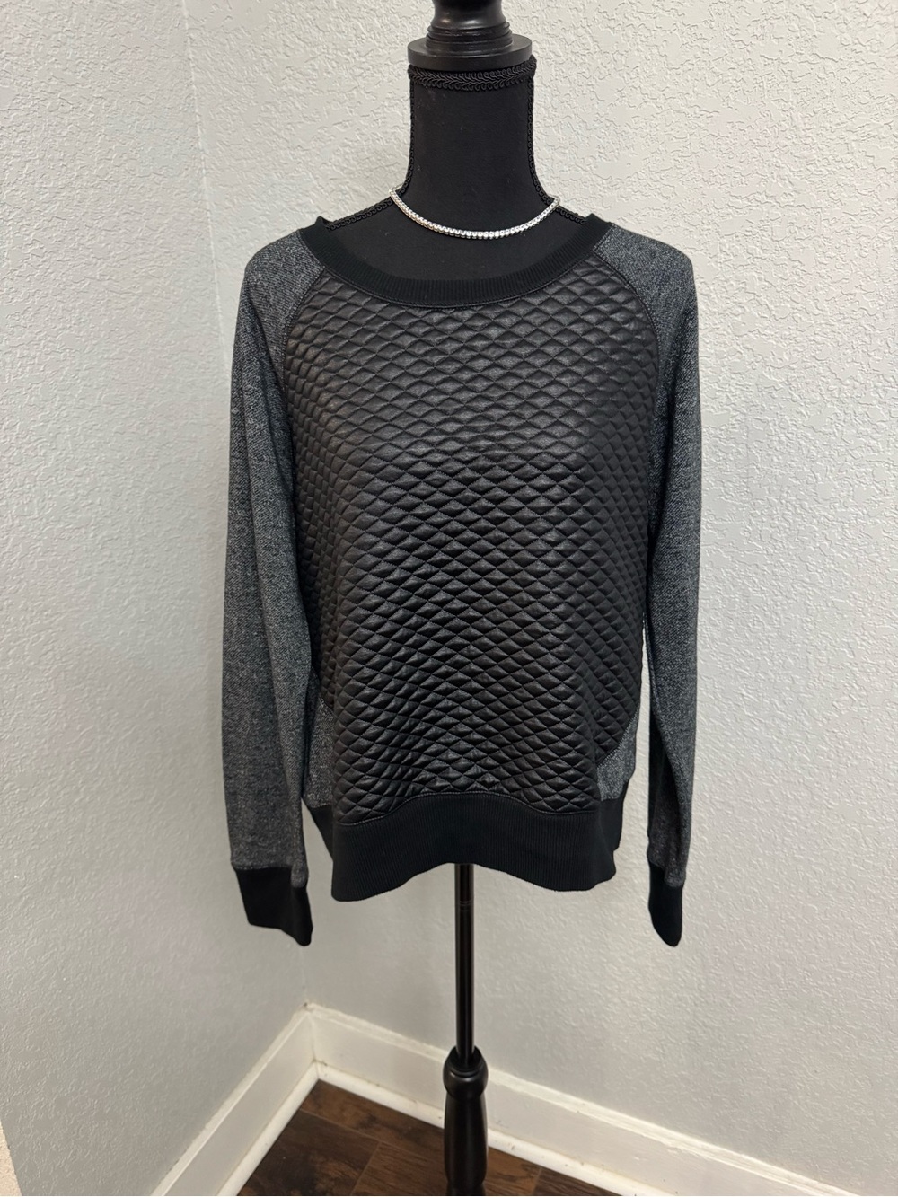 Mossimo Supply Co. Quilted Crewneck Sweater in Black and Charcoal